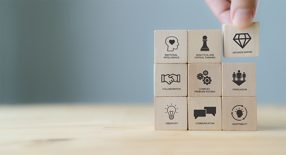 Blocks to highlight business concepts.
